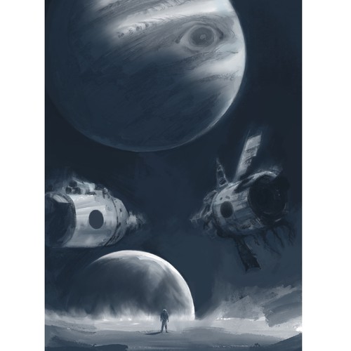 Science-fiction book cover with the title 'Sci-fi illustration'