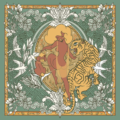 Pin-up design with the title 'Fearless and feminine energy'