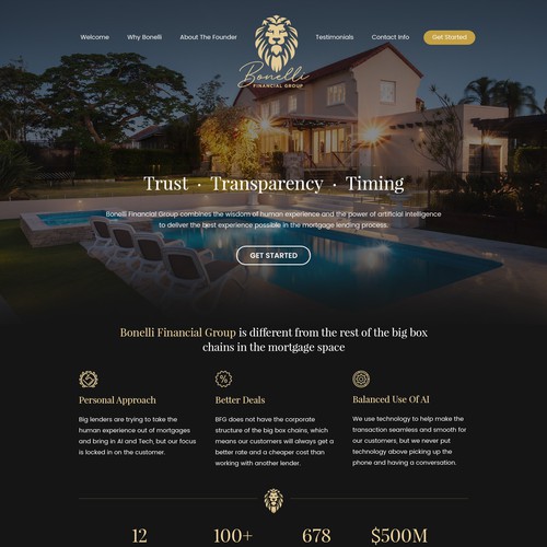 Property website with the title 'Mortgage Lender Landing Page'