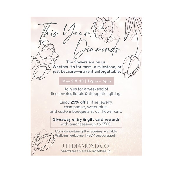 Advertising illustration with the title 'Luxury Jewelry Trunk Show Invitation'