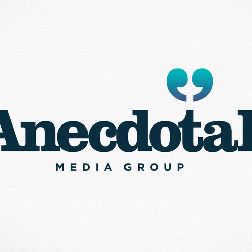 Speech design with the title 'Anecdotal Media Group'