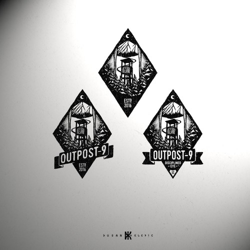 Pine tree design with the title 'Outpost 9'