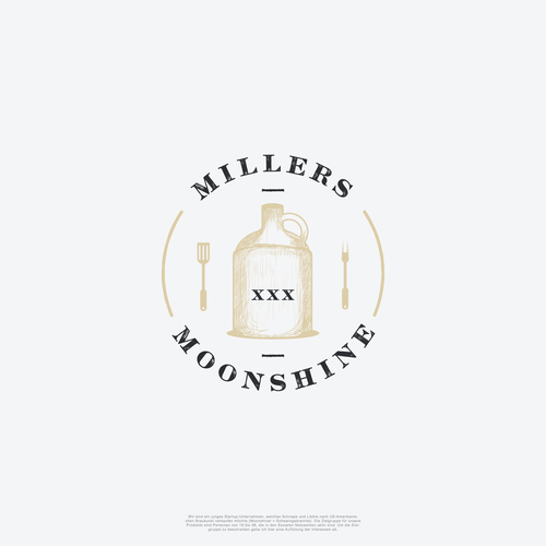 Barbecue design with the title 'Circle logo for Millers Moonshine XXX'