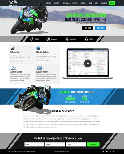 Marketing website with the title 'X2Engine'