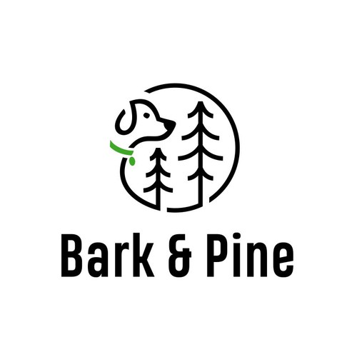 Pine tree logo with the title 'Logo Design for Bark & Pine'