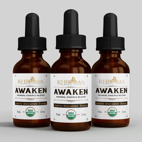 White background design with the title 'Dropper bottles label design'