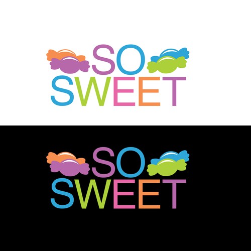 Candy store logo with the title 'Simple Colorful Logo with wrapped candy icons'