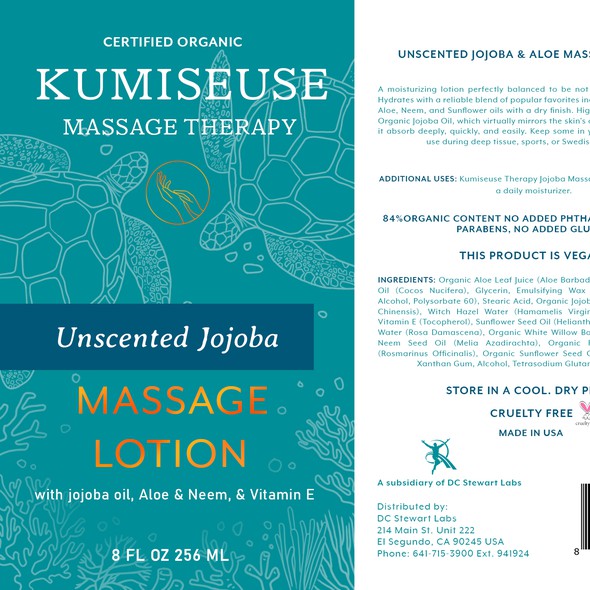 Turtle design with the title 'Kumiseuse Massage Therapy '