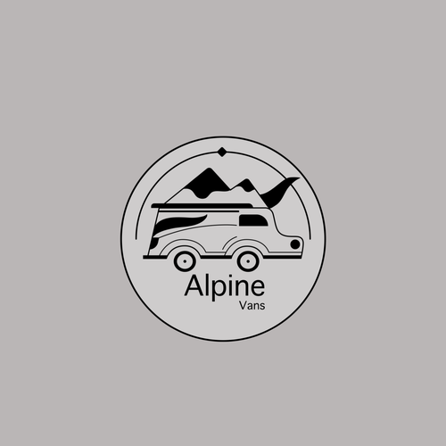 Easy to draw logo with the title 'Alpine Vans'