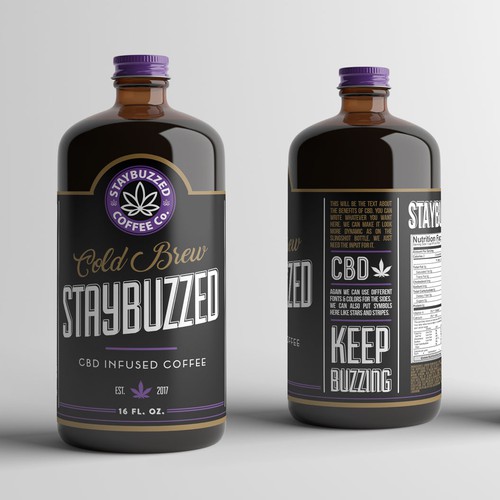 Design label with the title 'Staybuzzed CBD Infused Coffee Label'