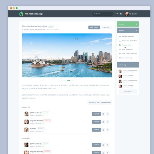 Real estate website with the title 'Website design for Property app'
