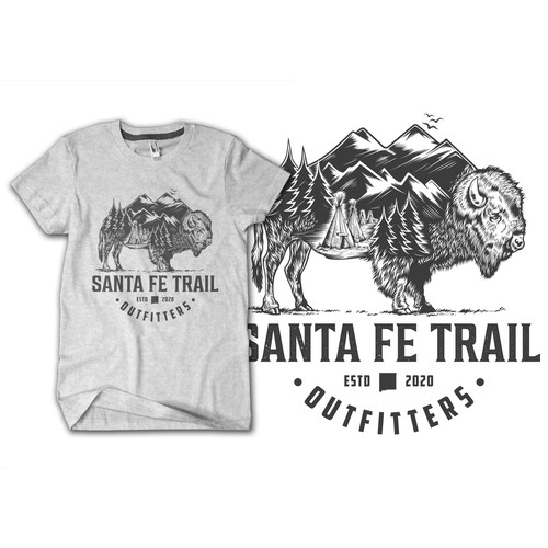 Buffalo design with the title 'Buffalo santa fe with native american'