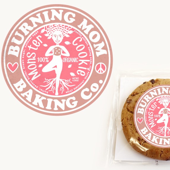 Sweet label with the title 'Organic Monster Cookie Logo'