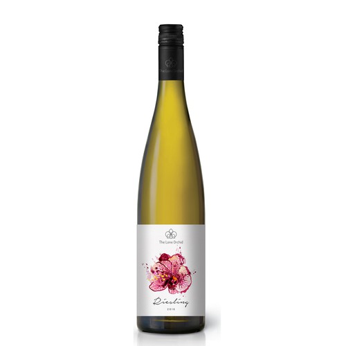 Orchid design with the title 'The Perfect Riesling Label'