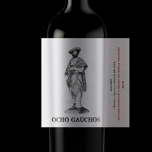 Wine packaging with the title 'Ocho Gauchos'