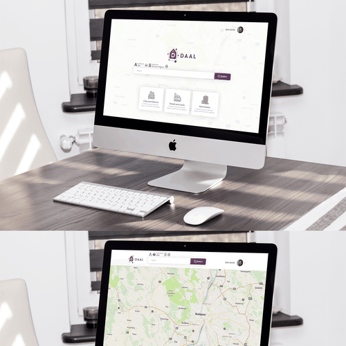 Map website with the title 'Home page for a real estate search website'