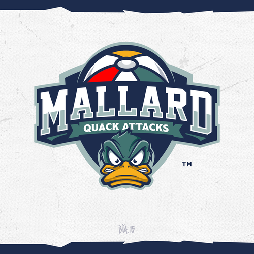 Sports design with the title 'Beachball Logo - Mallard Quack Attacks'