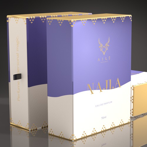 Perfume packaging with the title 'Gift box for a Saudi perfume'