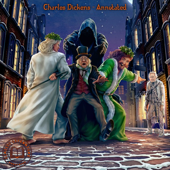 Christmas book cover with the title 'A Christmas Carol Cover'