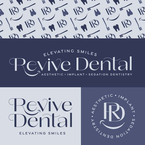 Script brand with the title 'Elegant Modern Logo Concept for Revive Dental'
