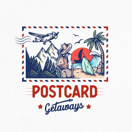 Travel logo with the title 'Postcard Getaways Travel logo'