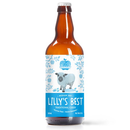 Cider label with the title 'Cider Label Design - Lilly's Best'