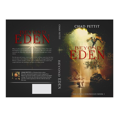 Angel wing design with the title 'Beyond Eden'