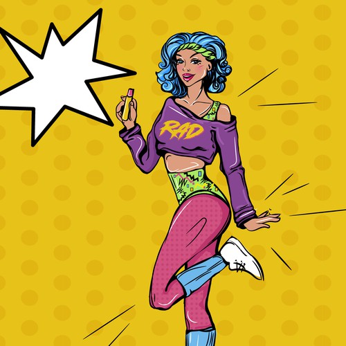 Pop Art illustration with the title 'Vintage Pop-Art Comic Book Woman for Life Size Cardboard Cutout'