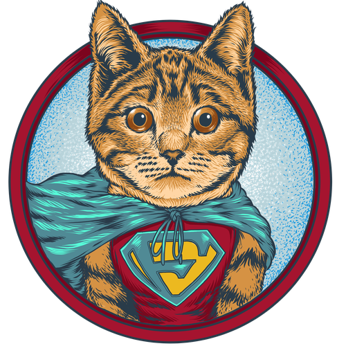 Cat t-shirt with the title 'Supercats'