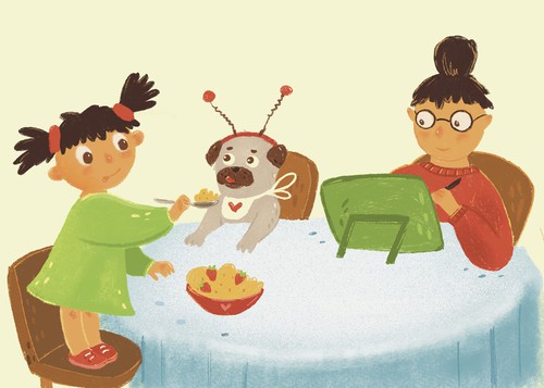 Postcard illustration with the title 'Illustration for the community contest.'