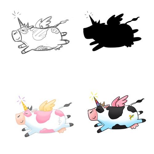 Unicorn artwork with the title 'character design'