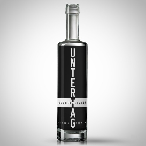 Black and white label with the title 'Minimalist Modern Liquor Bottle Design'