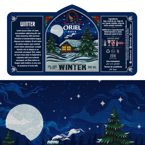 Brewery label with the title 'oriel beer label design'