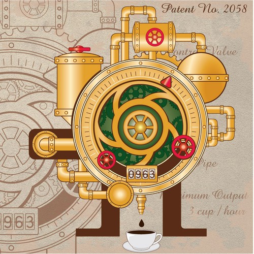 Coffee shop artwork with the title 'Illustration design for 99 community'