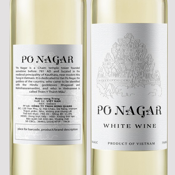 Winery label with the title 'Po Nagar Vietnamese wine label'