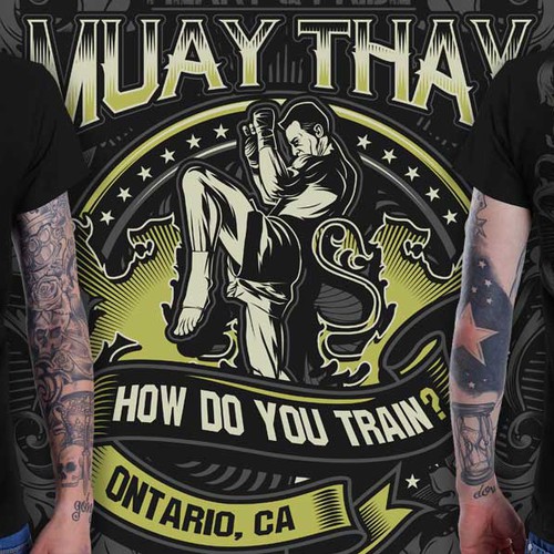 Fighting t-shirt with the title 'MUAY THAI VECTOR ILLUSTRATION'