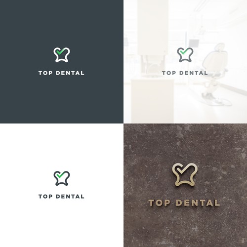 Check mark logo with the title 'Geometric logo concept for a dental office'