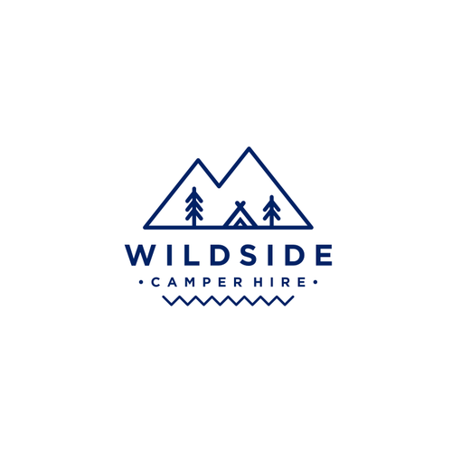 Road trip logo with the title 'WILDSIDE CAMPER HIRE'