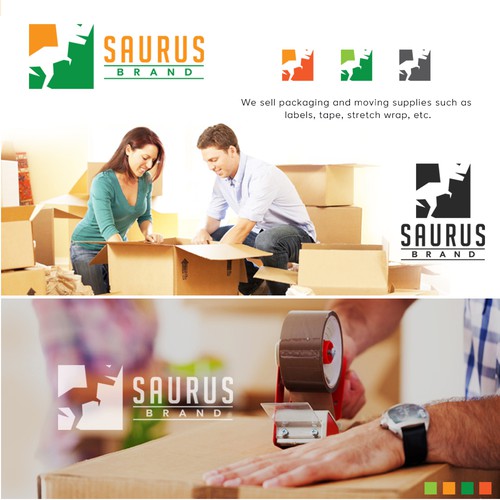 Packaging logo with the title 'design for saurus brand'