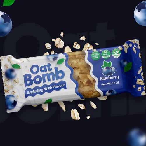 Bar packaging with the title 'Oat Bomb'
