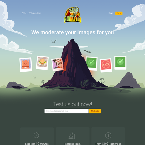 Hand design with the title 'Modraptor image moderation'