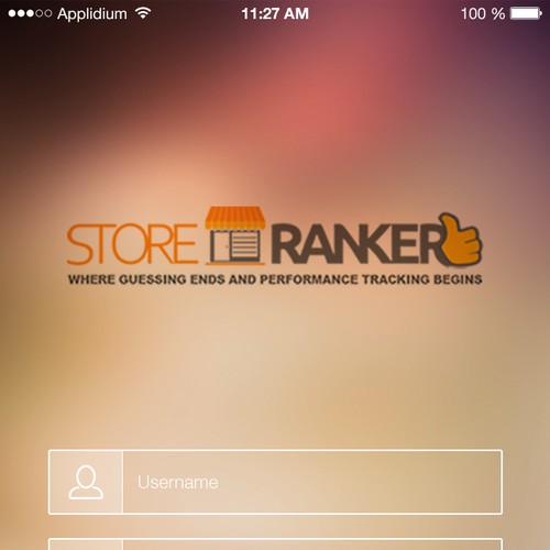 IOS 7 design with the title 'Design the next UI for the Store Ranker App'