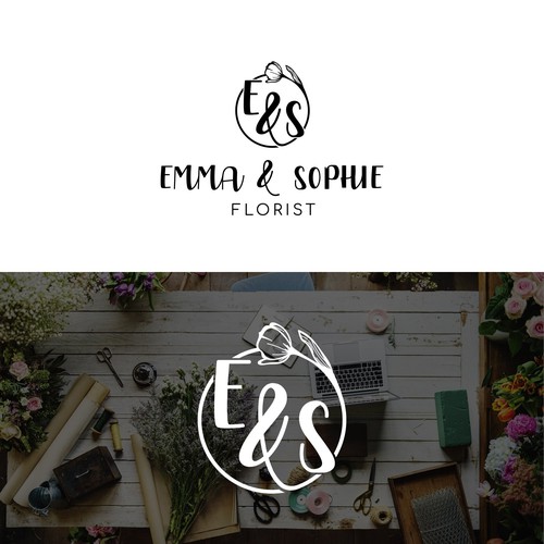 Florist logo with the title 'Emma & Sophie Florist'