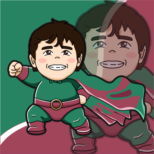 Superhero logo with the title 'Superhero child cartoon mascot logo'