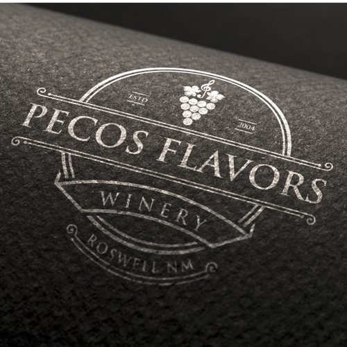 Grape logo with the title 'Pecos Flavors'