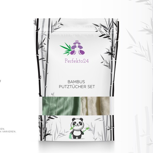 Bamboo packaging with the title 'Minimal Bamboo cleaning cloth set Packaging design'
