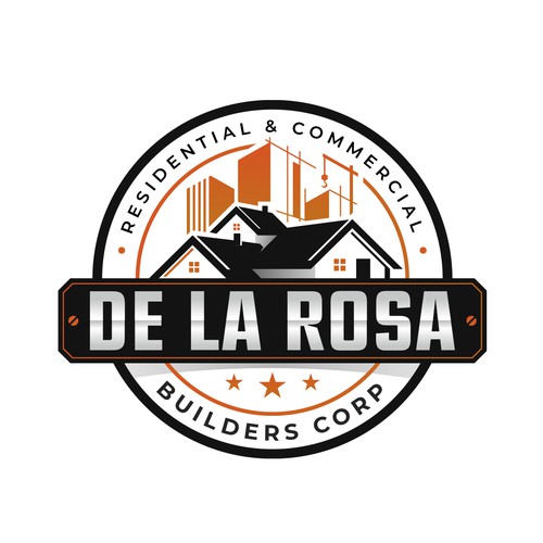 Metallic design with the title 'DE LA ROSA BUILDERS CORP'