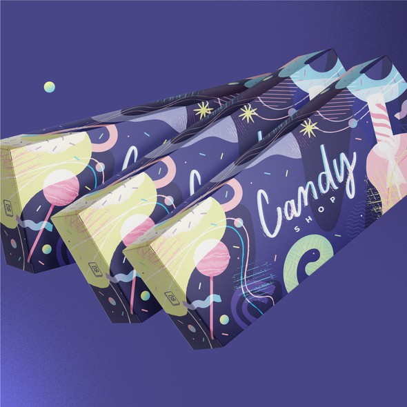 Candy packaging with the title 'Illustrated packaging for a Candy Shop keycap set'