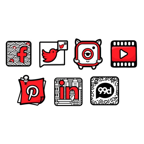 Illustrative artwork with the title 'Social icons concept'