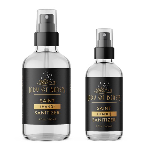 Spray label with the title 'Label design for hand sanitizer'